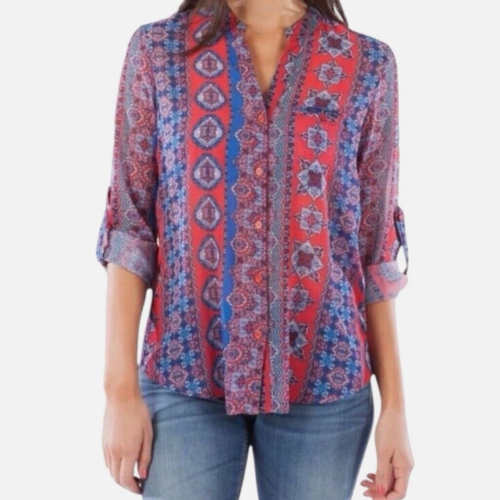 KUT From The Cloth Jasmine Paisley Blouse Womens S Sheer Boho Chic Globalstyle